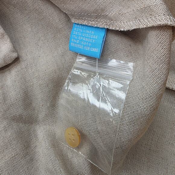 J. Mclaughlin‎ Women's Selena Linen Blend Button Front Knot Dress Size XL Beige - Picture 7 of 7